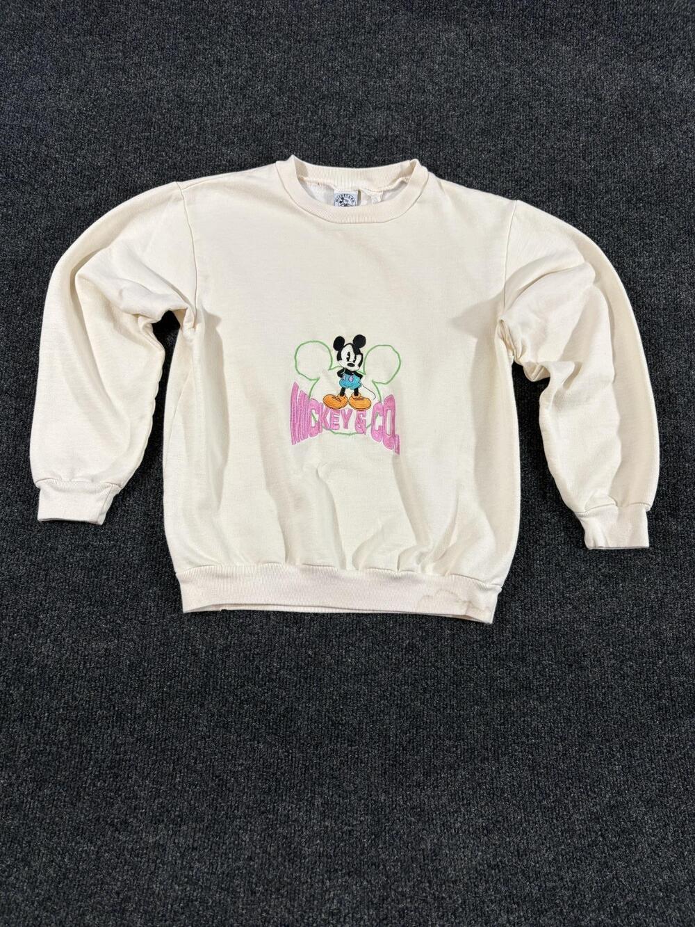 Vintage Mickey & Co. Sweatshirt Youth 10-12 White Mickey Mouse Fleece Top